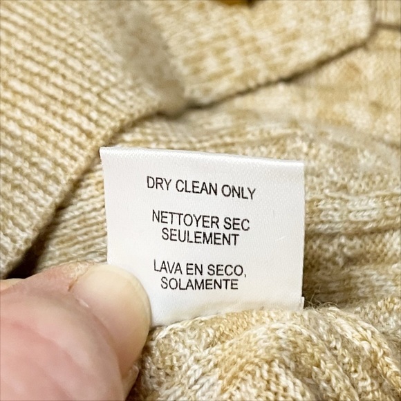 Worth 100% Wool Cable Knit Cardigan Sweater Small lightweight button tan cropped - Picture 9 of 10